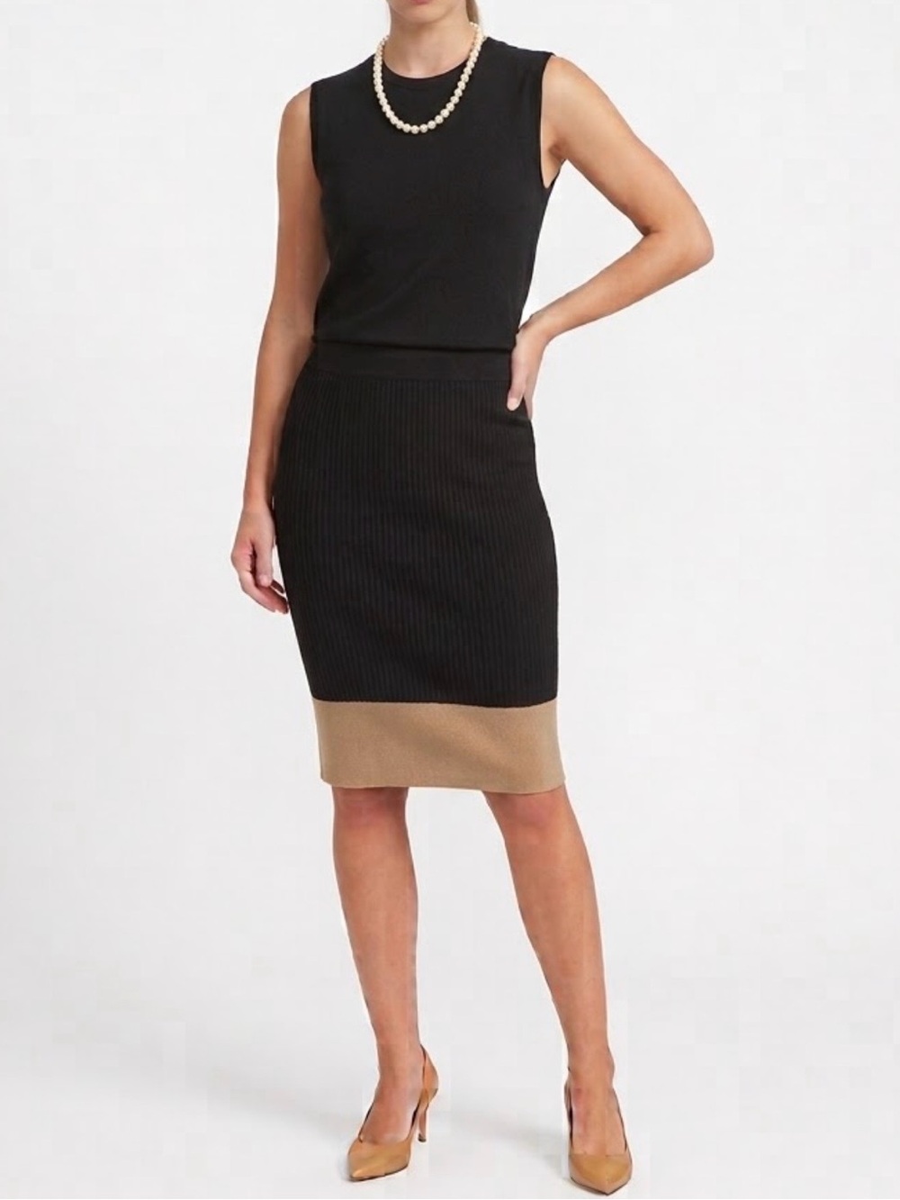 Express Colorblock Ribbed Knit Pencil Skirt NWOT